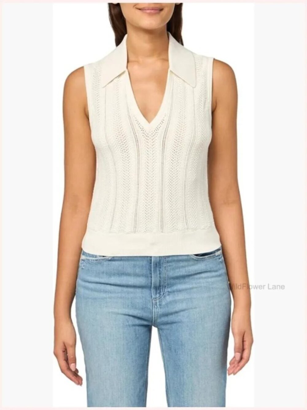 Sweater Tank Top - Sleeveless Ivory Organic Cotton Blend